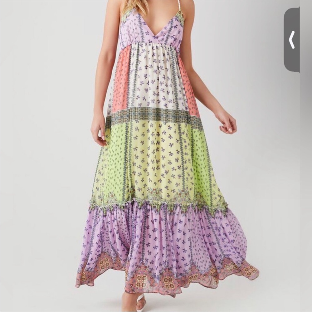 NWT Forever 21 Patchwork Babydoll Maxi Small